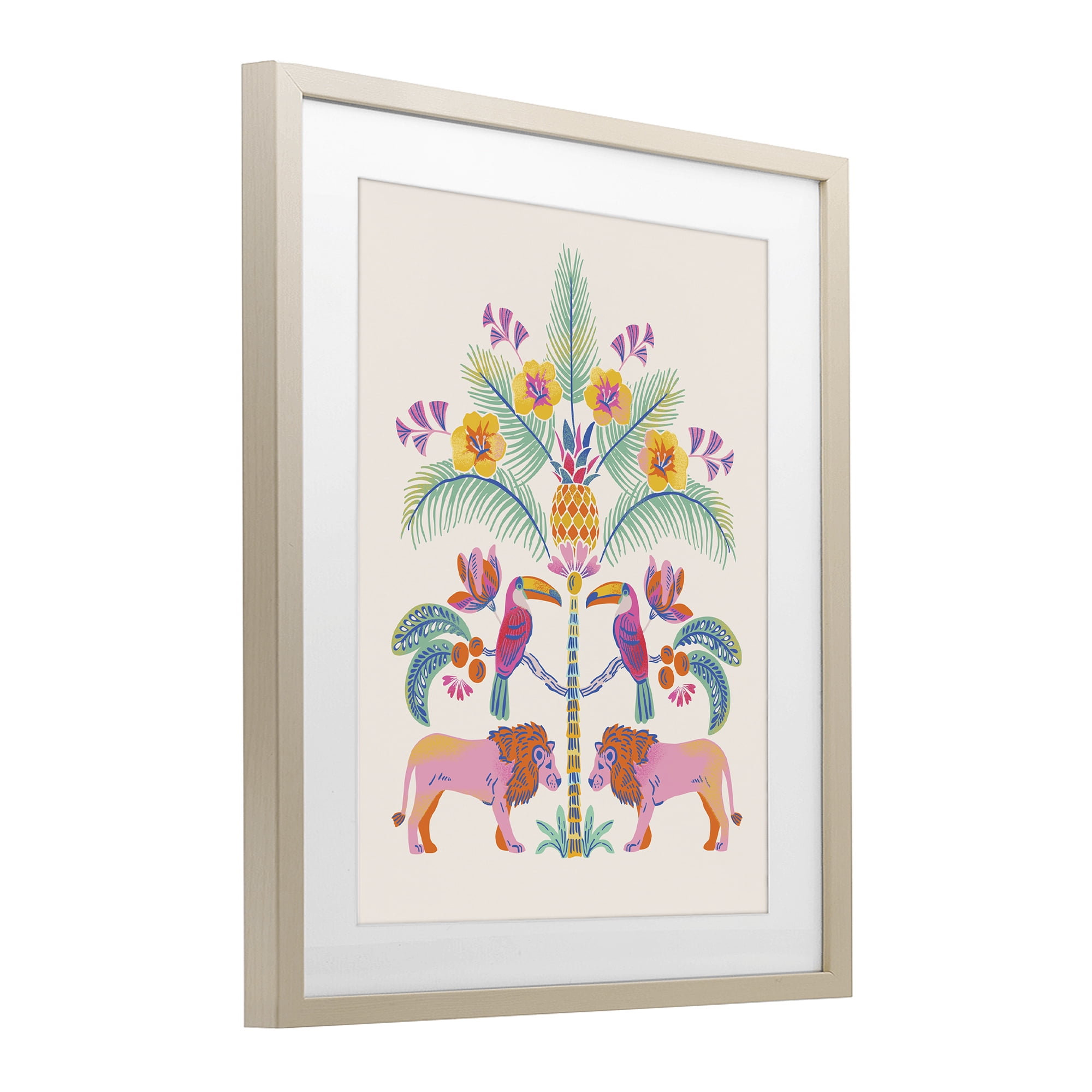 Stupell Industries King of Jungle Symmetry Birch Framed Print Under Glass, design by Riley Hutchens