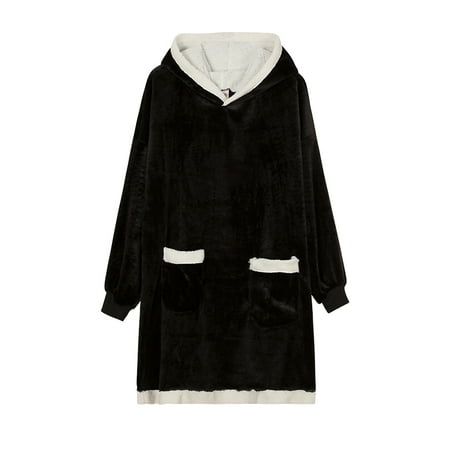 

Lazy Pullover Pajamas Women s Thermal Clothes Lambswool TV Blanket Hug Hoodie TV Cold Protective Clothing