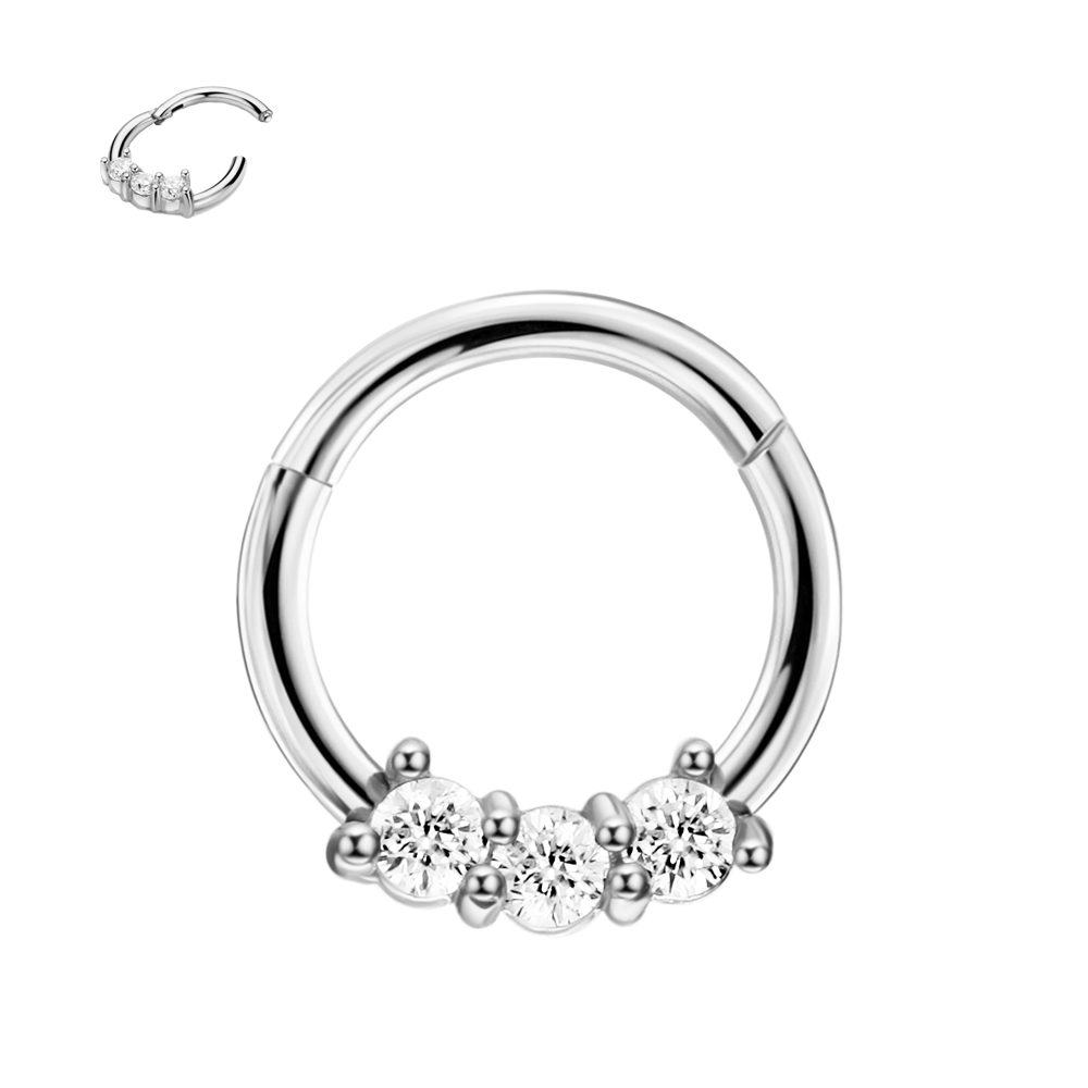 16g Septum Jewelry 16 gauge Septum Rings for Women Silver Surgical Steel Septum Hoop 8mm Cubic Zirconia Daith Piercing Jewelry