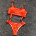 thumbnail image 4 of Plus size Swimsuits Women's Bikini Solid Set Swimsuit One Piece Filled Bra Swimwear Beachwear Orange S(S), 4 of 7