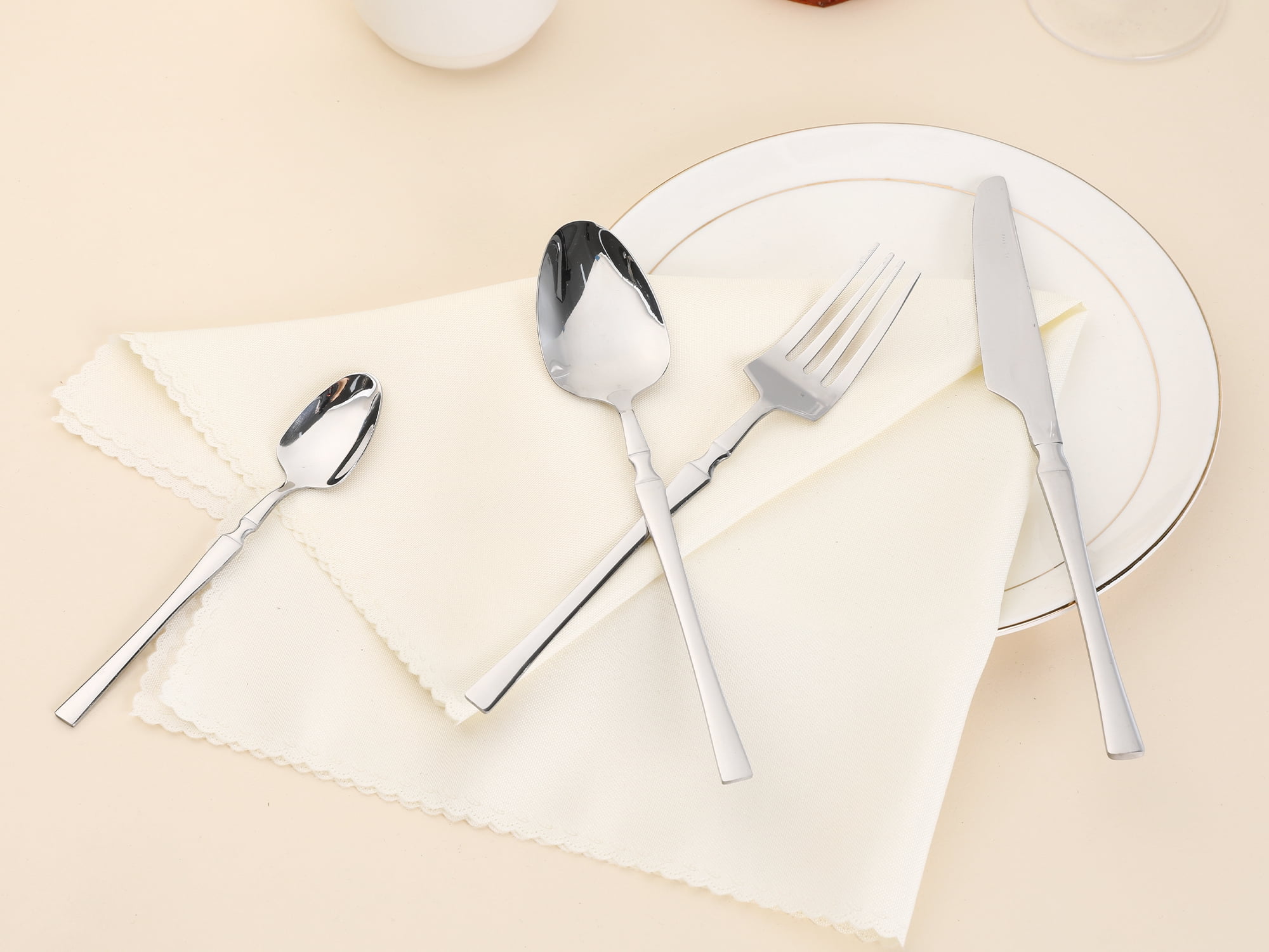 Unique Bargains Stainless Steel Silverware Set with Spoons and Forks Silver 4 Pcs