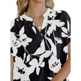 thumbnail image 3 of Gvmfive Women Short Sleeve Casual V Neck Floral Buttons Loose Tops, 3 of 4