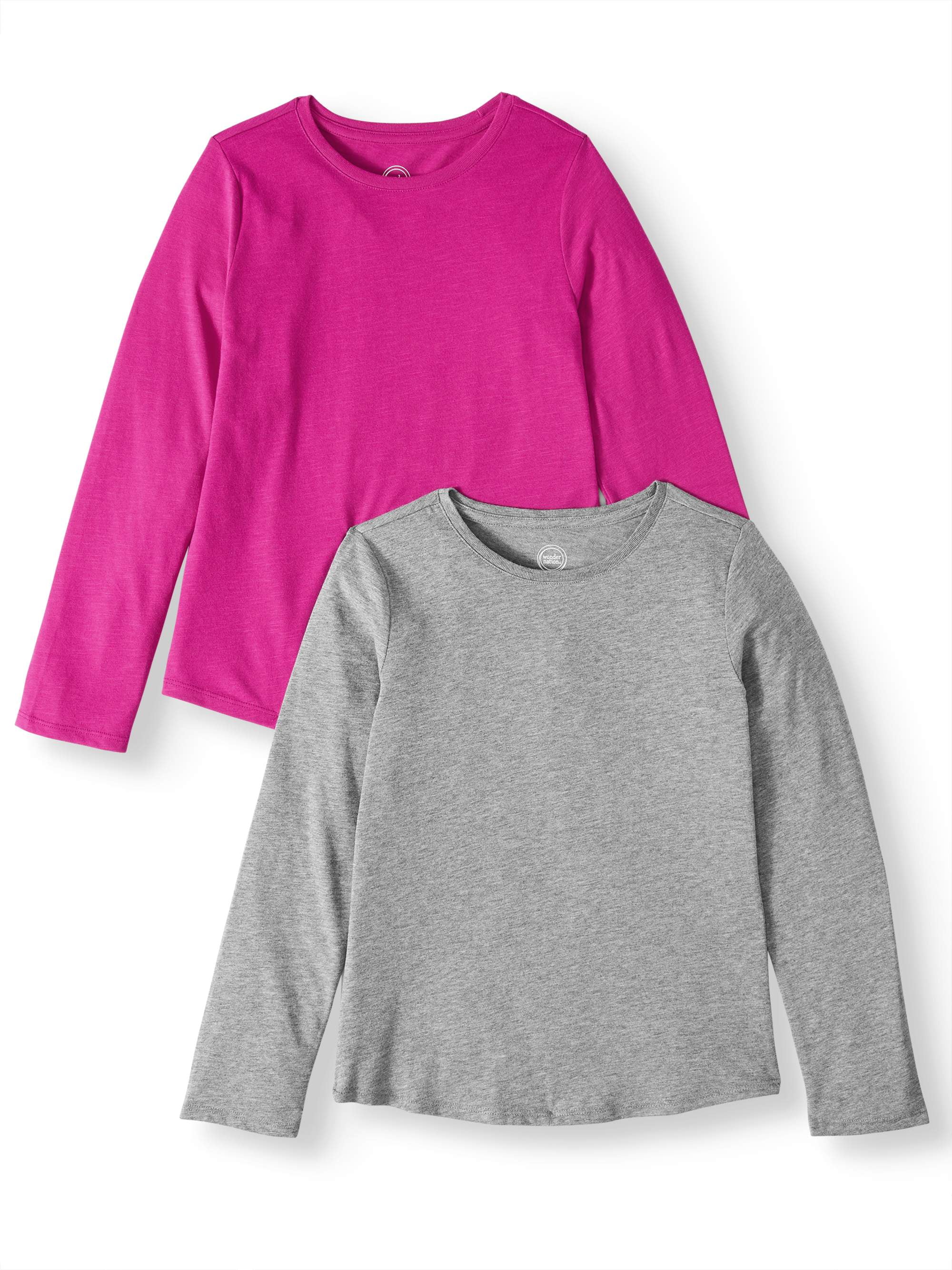 Kid Nation Kids 2 Pack Crew Neck Solid and Graphic T-Shirts for Boys or Girls