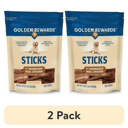 (2 pack) Golden Rewards Dry Chicken Stick Dog Treats, 24 oz Bag