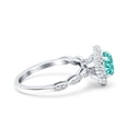 thumbnail image 2 of Halo Oval Art Deco Ring Paraiba Tourmaline CZ 925 Sterling Silver Size 7, 2 of 6