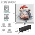 thumbnail image 3 of Hippo Christmas Hat Beach Blanket Outdoor Picnic Blanket 78"x 78" Waterproof Foldable for Beach Camping Travel Hiking Grass Lawn Park, 3 of 5