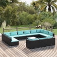 thumbnail image 1 of vidaXL 14 Piece Garden Lounge Set with Cushions Black Poly Rattan, 1 of 5