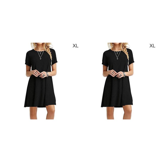 Jumpingount Vestido de mujer de poliéster Color sólido Cuello Vestidos sueltos casuales Ropa de viaje para interiores y exteriores Festival Regalos Negro SG 2piezas Jumpingount CBP158870