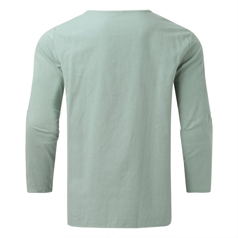 Mens Shirts Casual Stylish Summer Solid Color Cotton And Linen