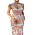 thumbnail image 4 of Robes Maxi à Bretelles Spaghetti pour Femmes, Robe Longue Moulante à Découpes, Sans Manches, Dos Nu, Coupe Ajustée, Fendue, Robe Maxi Jaune G, 4 of 5