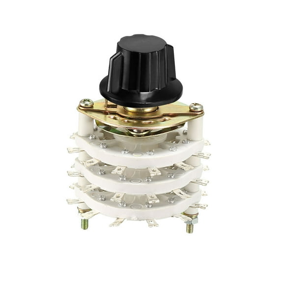6P5T 6 Pole 5 Position 3-Deck Band Channel Rotary Switch Selector with Knob