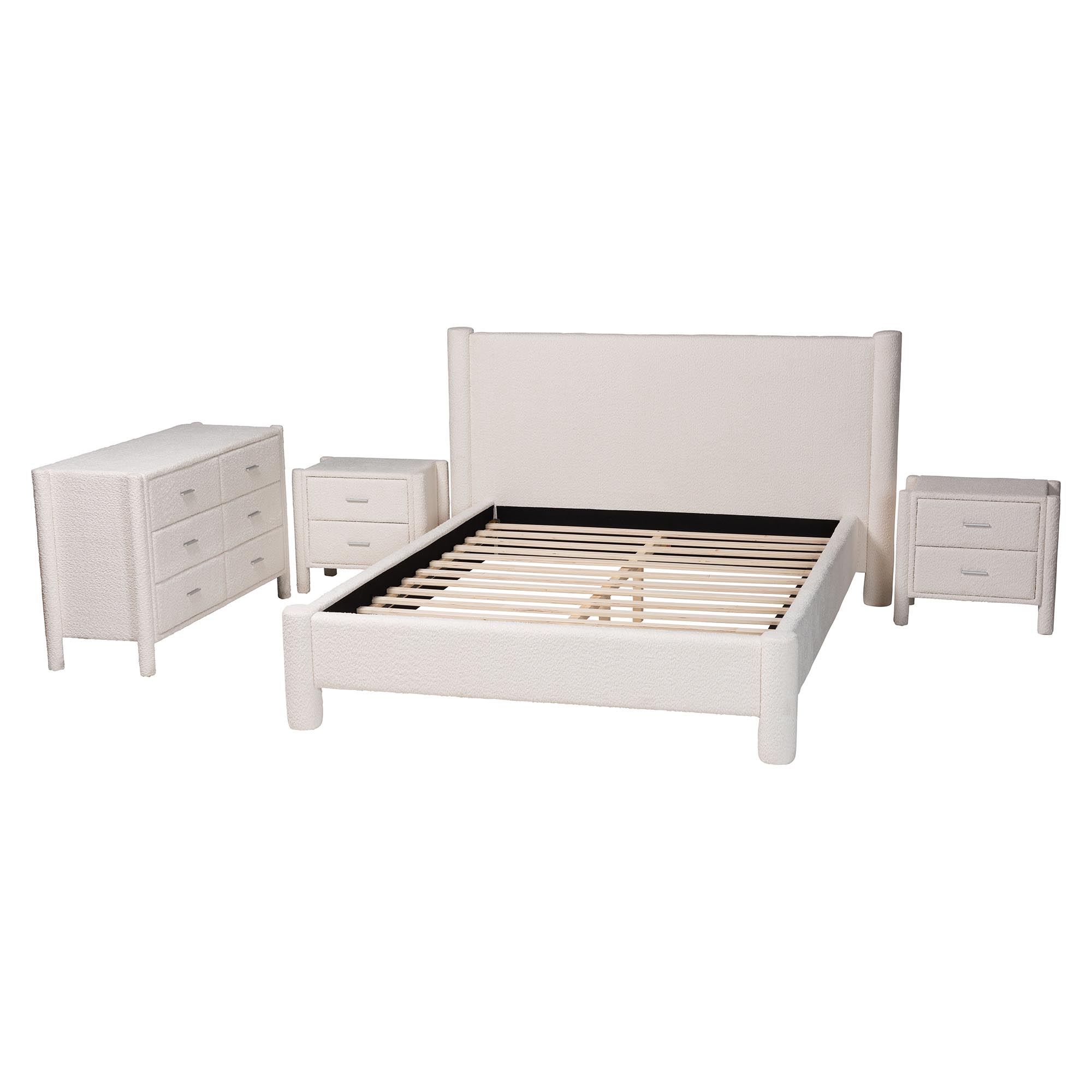 Baxton Studio Laria Modern Bedroom Set, 4-Piece, King, White