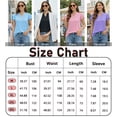 thumbnail image 4 of Womens Tops Dressy Casual Ruffle Short Sleeve V Neck Blouses Summer Button Down Business Work Elegant Shirts, 4 of 9