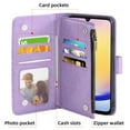 thumbnail image 6 of Compatible with Samsung Galaxy A25 5G/A24 4G/M34 /F34 Wallet Phone Case and Tempered Glass Screen Protector Flower Faux Leather Flip Credit Card Holder Stand Zipper Cell Cover for A 25 25A LTE Purple, 6 of 8