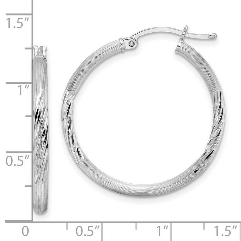 Sterling Silver Laser Sparkle Textured 2mm Endless Earrings - 41mm Sterling Silver Laser Sparkle Textured 2mm Endless Earrings - 41mm