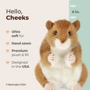 Bearington Collection Cheeks Stuffed Hamster, Ultra-Soft 6” Toy, Made With Premium Fill, Expressive Face And Natural Whiskers; Machine Washable, Gift For Animal Lovers, For Ages 1-14