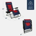 thumbnail image 2 of Best Choice Products Oversized Padded Zero Gravity Chair, Folding Outdoor Patio Recliner w/ Side Tray - Navy/Red, 2 of 7