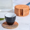thumbnail image 3 of Sous-verre en Rotin avec Boîte de Rangement de stand Tasse de Thé à la Main Bord Rond pour table à Manger de Cuisine, 3 of 4