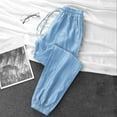 thumbnail image 5 of Felirenzacia Women’s Casual Tapered Cuffed Loose Straight Leg Silk Smooth Joggings with Pockets, Light Blue, XL, 5 of 7