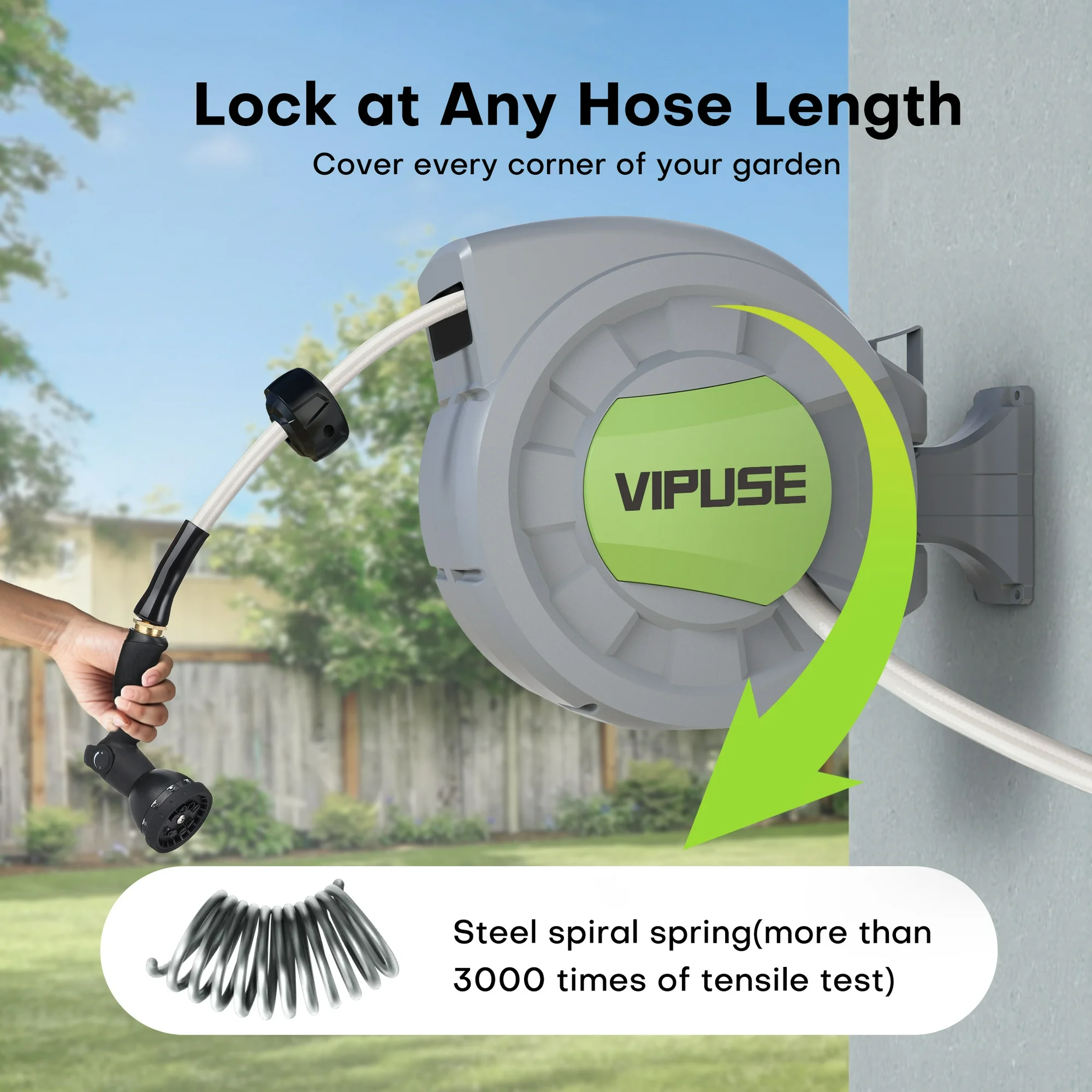 Vipuse Retractable Garden Hose Reel, 100 ft photo 3