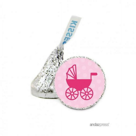 Girl Baby Carriage Hershey´s Kiss Baby Shower Stickers, 216-Pack