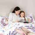 thumbnail image 4 of Erosebridal Happy Easter Eggs 7 Pieces Bedding Comforter Set,Pink Tulip Floral Purple Blossom Lavender Full Bedding Set For Girls Reversible, 4 of 7