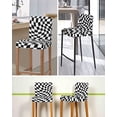thumbnail image 5 of Black and White Checkered Bar Stool Covers Set of 2, Modern Irregular Geometric Stretch Washable Bar Chair Covers with Backs, Removable Pub Counter Height Chair Cover for Kitchen Dining Room Cafe, 5 of 7