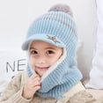 thumbnail image 2 of Conjunto de gorro y bufanda de invierno para niños y niñas, gorro de punto cálido, bufanda y gorro, 2 of 3