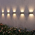 thumbnail image 6 of Tunhigl 4 Pack Solar Wall Wash Lights Outdoor - Waterproof LED Solar Powered Garden Lights for Patio, Yard, Pathway Lighting, Dusk to Dawn Lighting, Weather Resistant Landscape Spotlights Black, 6 of 9