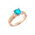 thumbnail image 2 of 14K Rose Gold 2.06 ctw Aquamarine Ring with Diamonds Filigree Cathedral Princess, 2 of 7