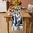 thumbnail image 2 of Navy Blue Black Geometric Table Runner 36 Inches, Abstract Art Modern Line Bed Runner Dresser Scarves Tabletop for Indoor Outdoor Parties/Ceremony/Banquet, 13"x 36", 2 of 8