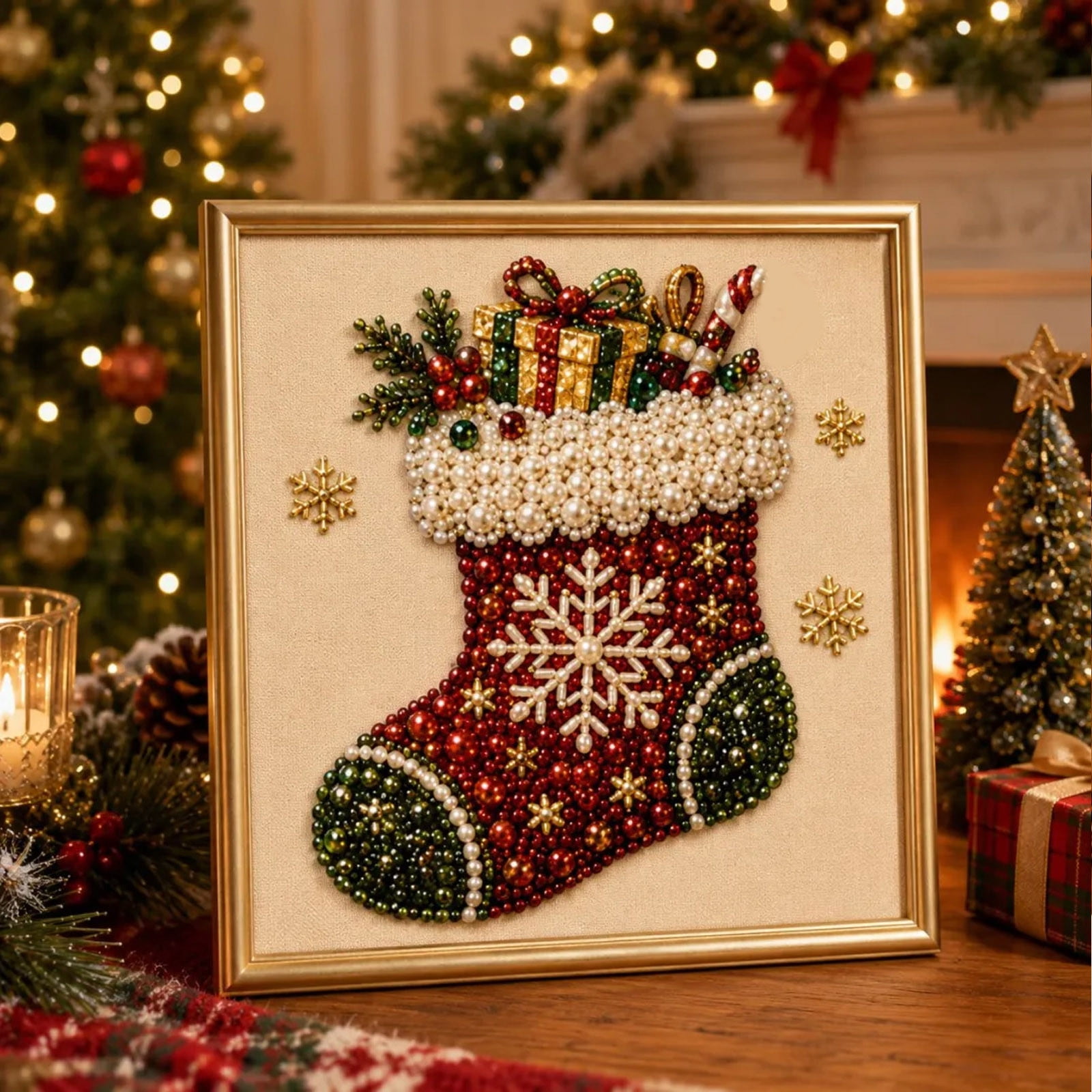 Clearance Christmas Diamond Art Kits for Adults, Christmas Pearl Art DIY Kit, Fall Home Decor Wall Art, Christmas Fall DIY Seasonal Party Gift for Beginner Kiddo Teens Women Men (Stock)