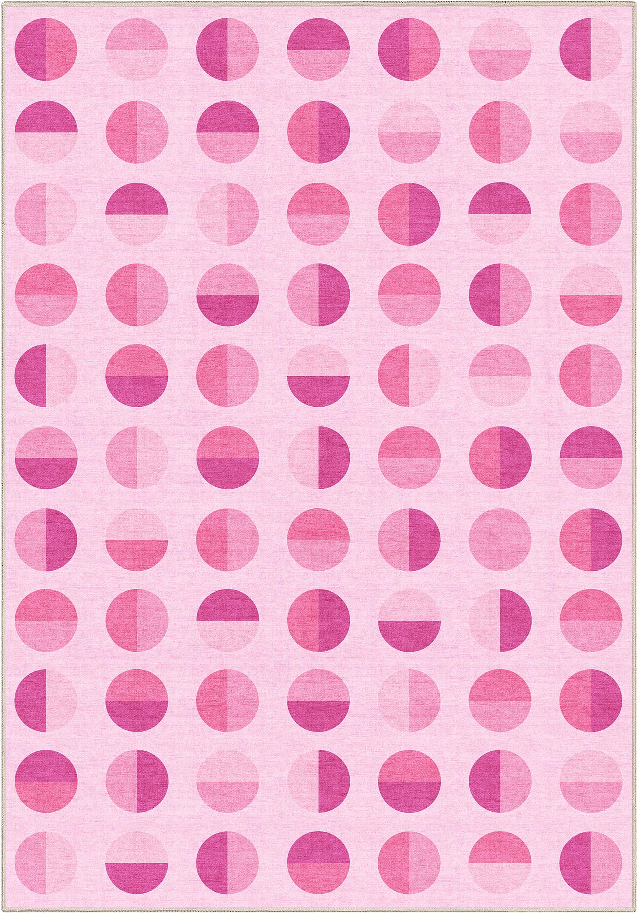 Well Woven Apollo Split Dot Modern Pink Flat Pile Easy to Clean 3'3" x 5' Area Rug for Living Room Dining Room Bedroom and Kitchen