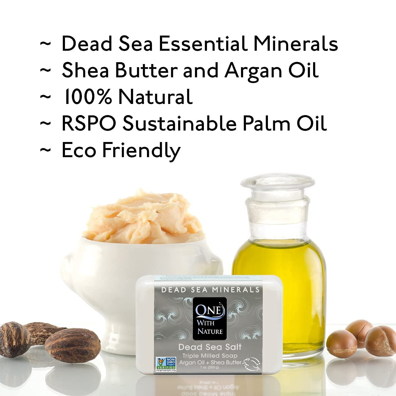 One With Nature Dead Sea Salt Spa Argan Oil & Shea Butter, 7 oz, 6 Pack