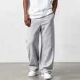 thumbnail image 4 of Men's Wide Leg Sweatpants Elastic Waist Casual Baggy Loose Straight Leg Solid Color Lounge Trousers with Pockets, 4 of 6
