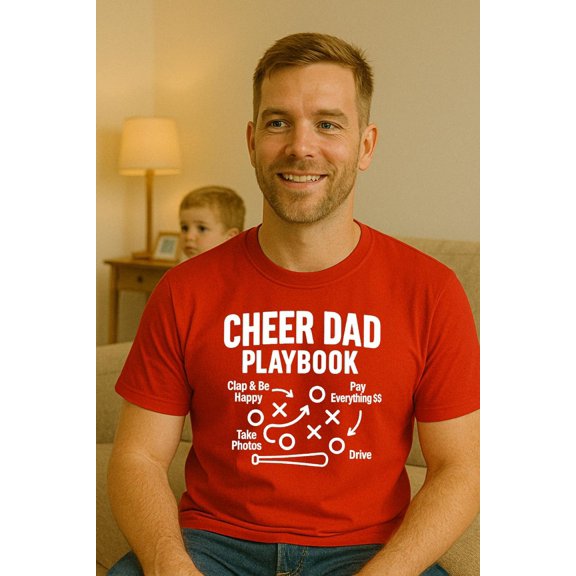 Cheer Dad Playbook T-Shirt – Cheer Dad Graphic Tee with Game Plan Design – Perfect for Cheerleading Dads – Great for game days All Size S-5Xl