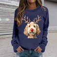 thumbnail image 2 of Wang6 Womens Plus Size Graphic Sweatshirts Trendy Xmas Cute Dog Printed Crew Neck No Hood Pullovers Causal Long Sleeve Loose Fit Tops Shirts Navy XXXL, 2 of 4