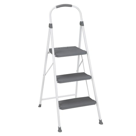 Cosco 3-Step Premium Folding Stool, White & Gray