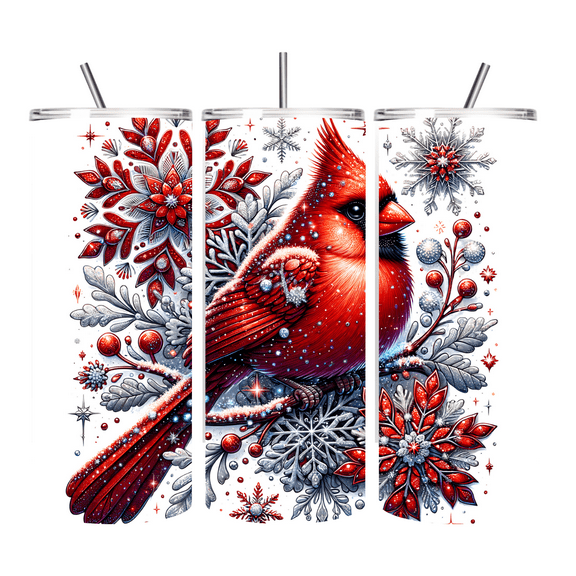 Alpha Printing 20oz Stainless Steel Tumbler – Colorful Cardinal Bird Design – Bright Wildlife Art Insulated Travel Mug with Straw