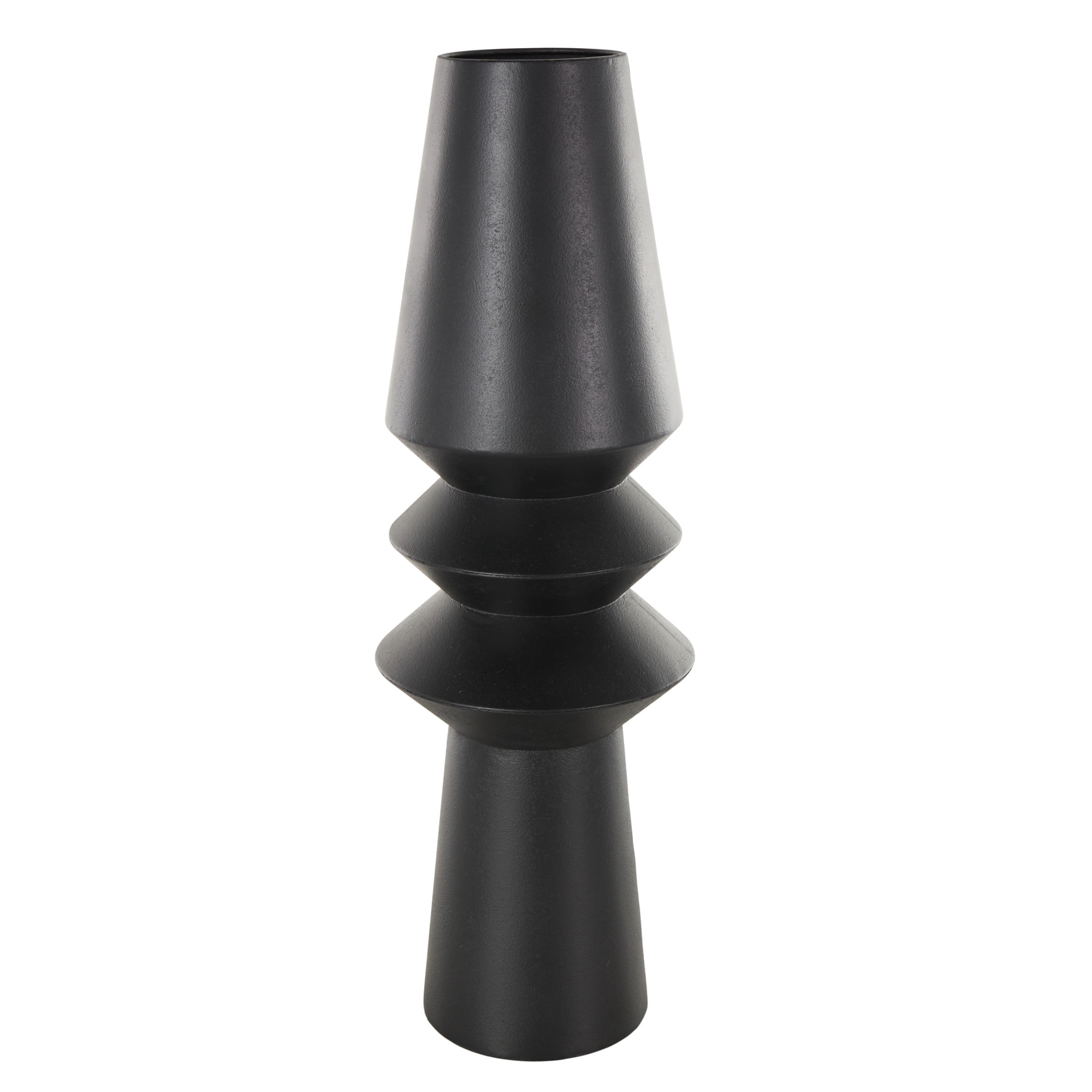 DecMode 24" Art Deco Fluted Black Metal Vase
