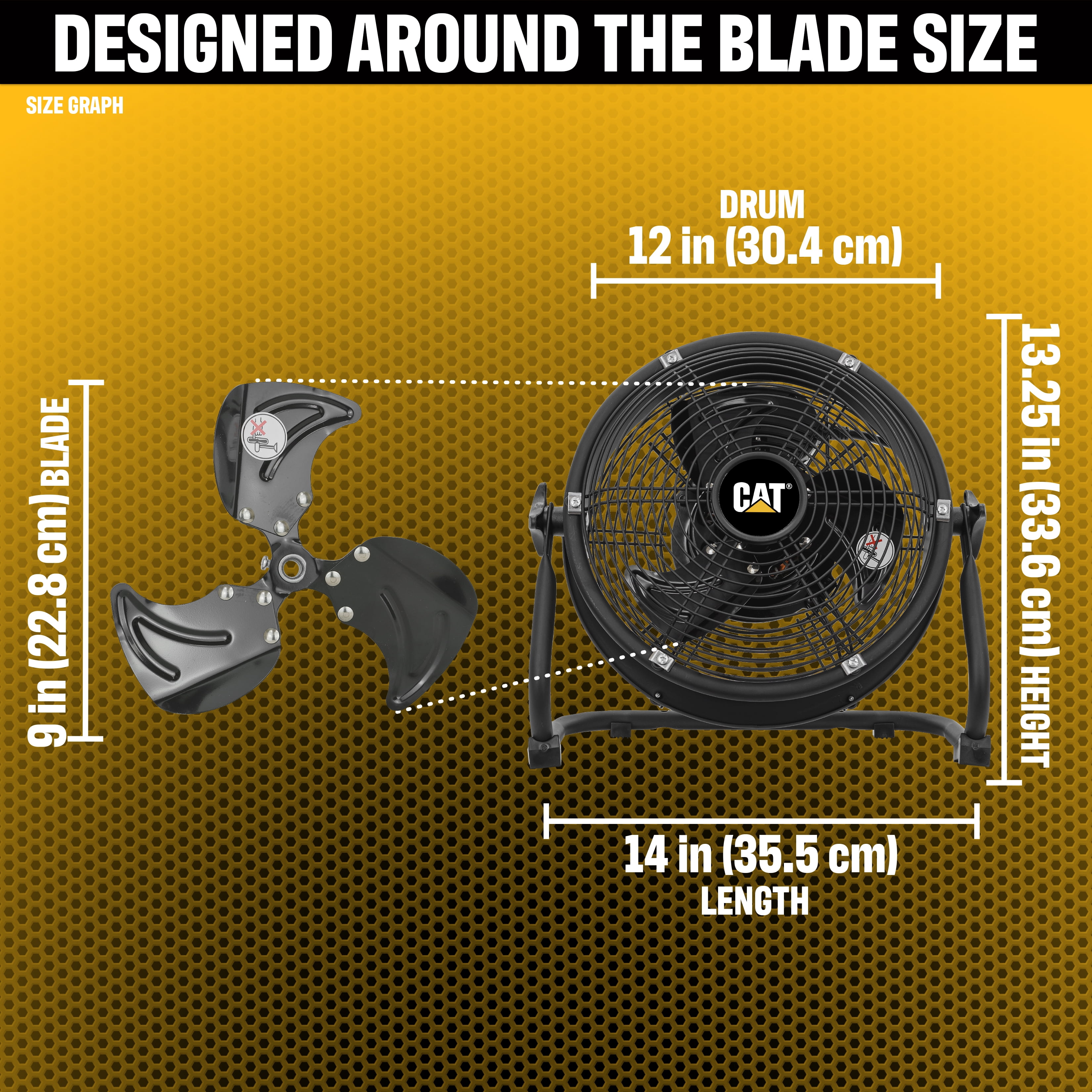 Caterpillar® Fan 9" High-Velocity 3-Speed Shroud Floor Fan, 1200 CFM, Black