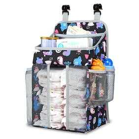 Hanging Diaper Caddy Organizer Nursery Storage for Essential Baby Items 2 Compartments, 2 Mesh Pockets Durable Hooks , Changing Table, Crib