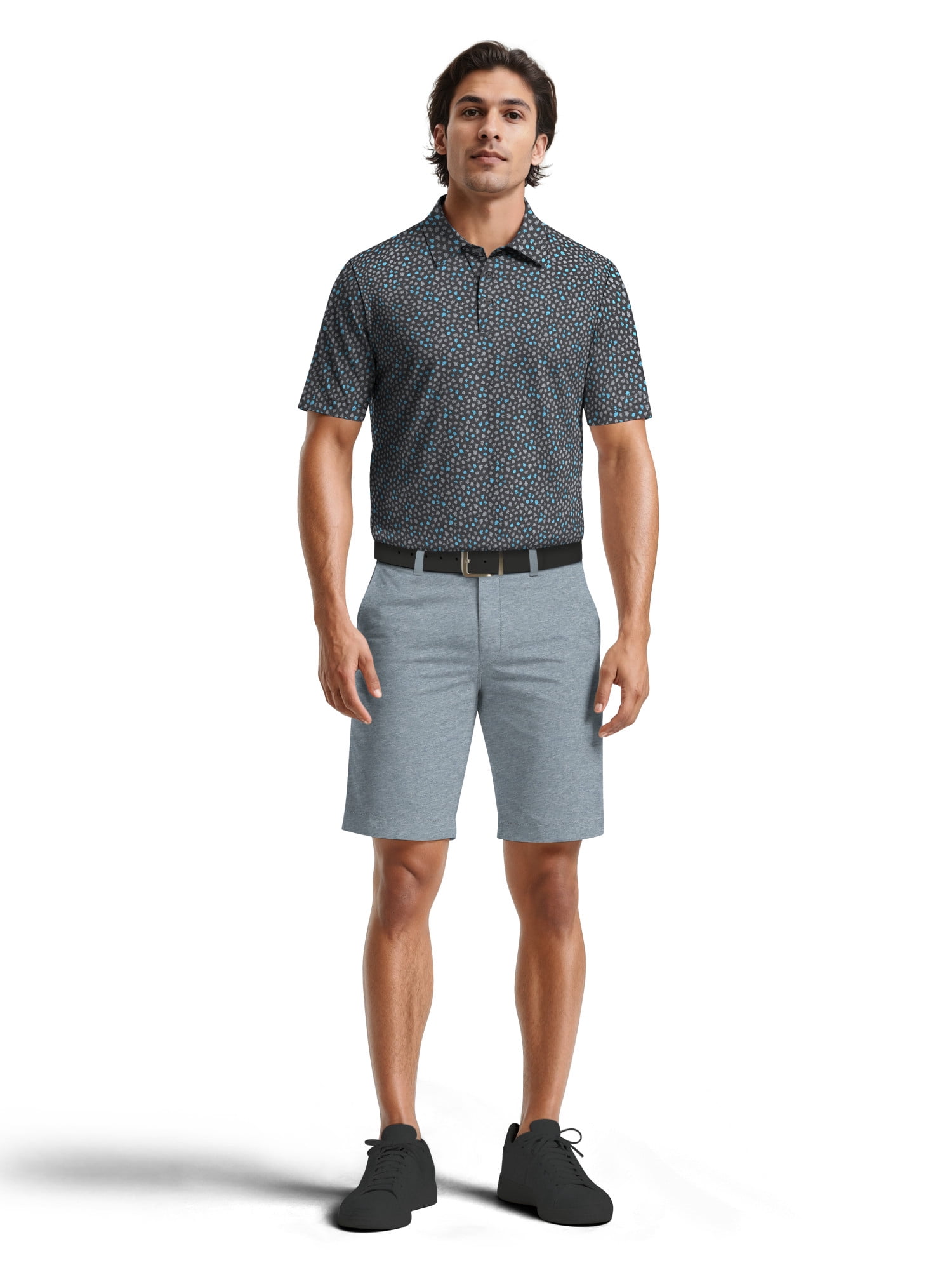 Ben Hogan Men's & Big Men's Performance Micro Fall Leaf Short Sleeve Golf Polo Shirt, Sizes S-5XL