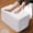 White Square, variant on Rectangular Pouf Ottoman, Stuffed Floor Pouf with Foam Chunk Filling, Soft Coral Fleece Furry Foot Rest Stool, Multi-Use Ottoman for Living Room, Wide Stripe Boho Decor, Beige