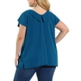 thumbnail image 4 of MODA NOVA Juniors' Plus St Patrick's Day Boat Neck Flutter Sleeve Chiffon Tops Blue 5X, 4 of 6