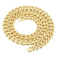 thumbnail image 4 of 14.6mm 14k Yellow Gold Plated Flat Cuban Link Curb Chain Necklace + Bracelet Set, 30" (Necklace) + 8" (Bracelet), 4 of 5