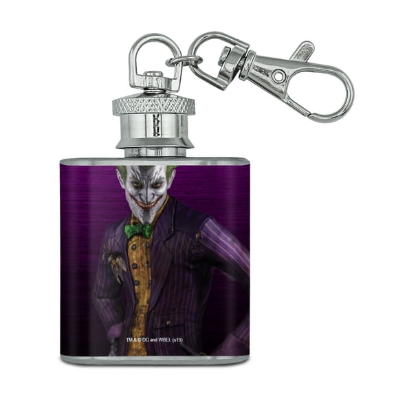 Batman Arkham Asylum Video Game Joker Stainless Steel 1oz Mini Flask Key Chain