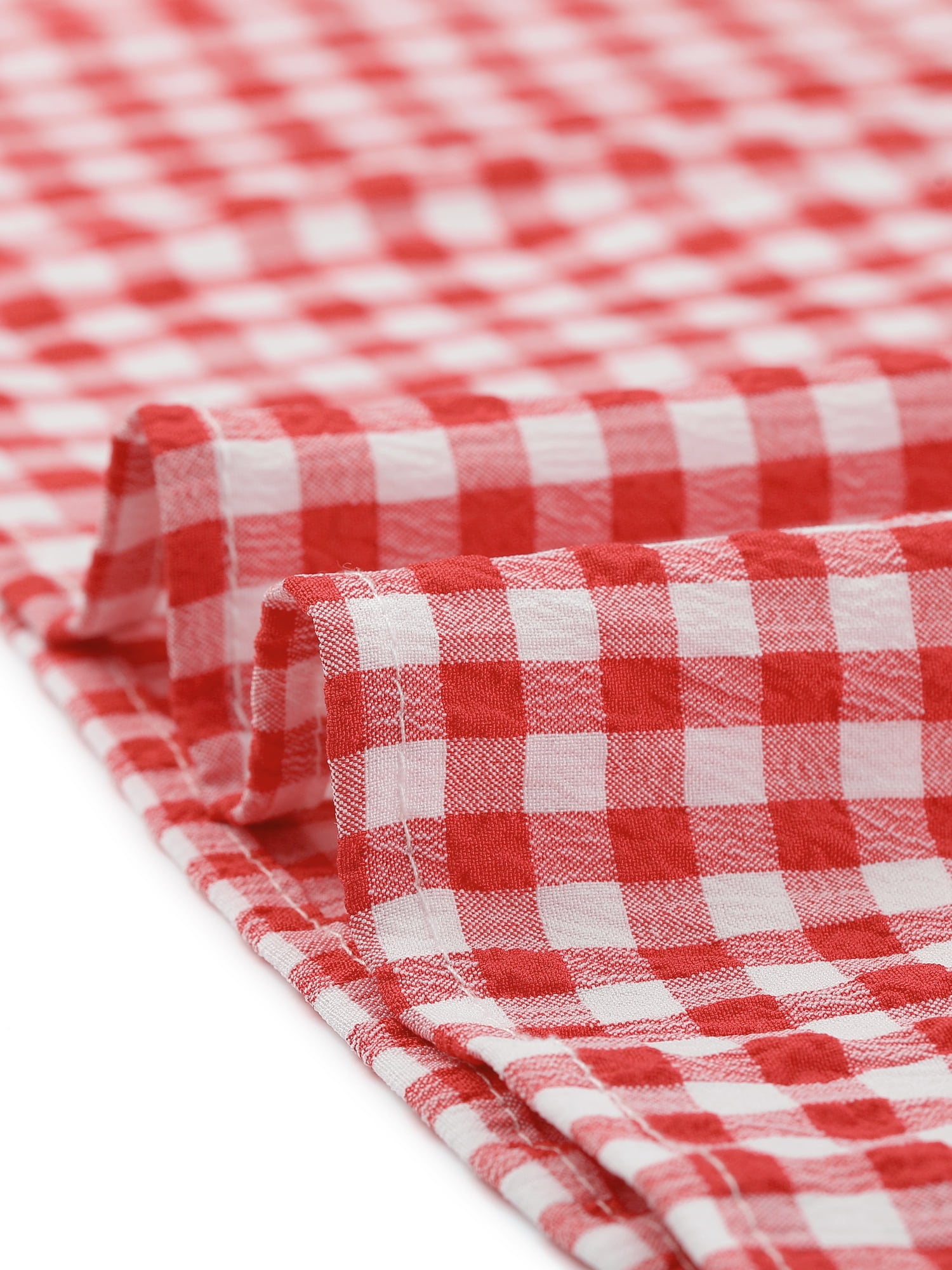 DARING DIVA Woman's Peasant Ruffles Puff Sleeve Gingham Plaid Top M Red