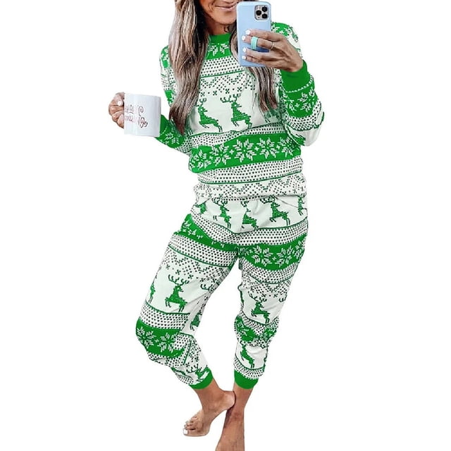 Conjunto de pijama con estampado Floral para mujer, ropa de dormir femenina de manga larga con cuello redondo, pantalones de cintura para primavera y otoño