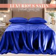 thumbnail image 2 of Elegant Comfort Luxurious 4-Piece Silky Satin Sheet Set Cooling Soft Satin Sheet Set, King, Royal Blue, 2 of 5